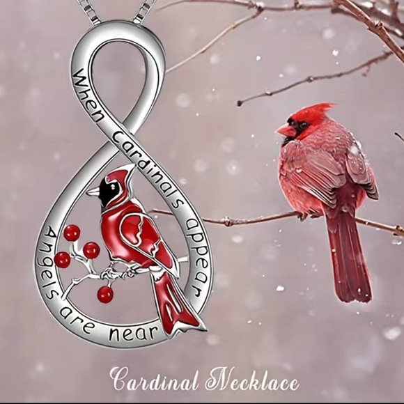 Cardinal Necklace Inspirational Inscribed When Cardinals Appear Angels Are Near - Picture 2 of 16